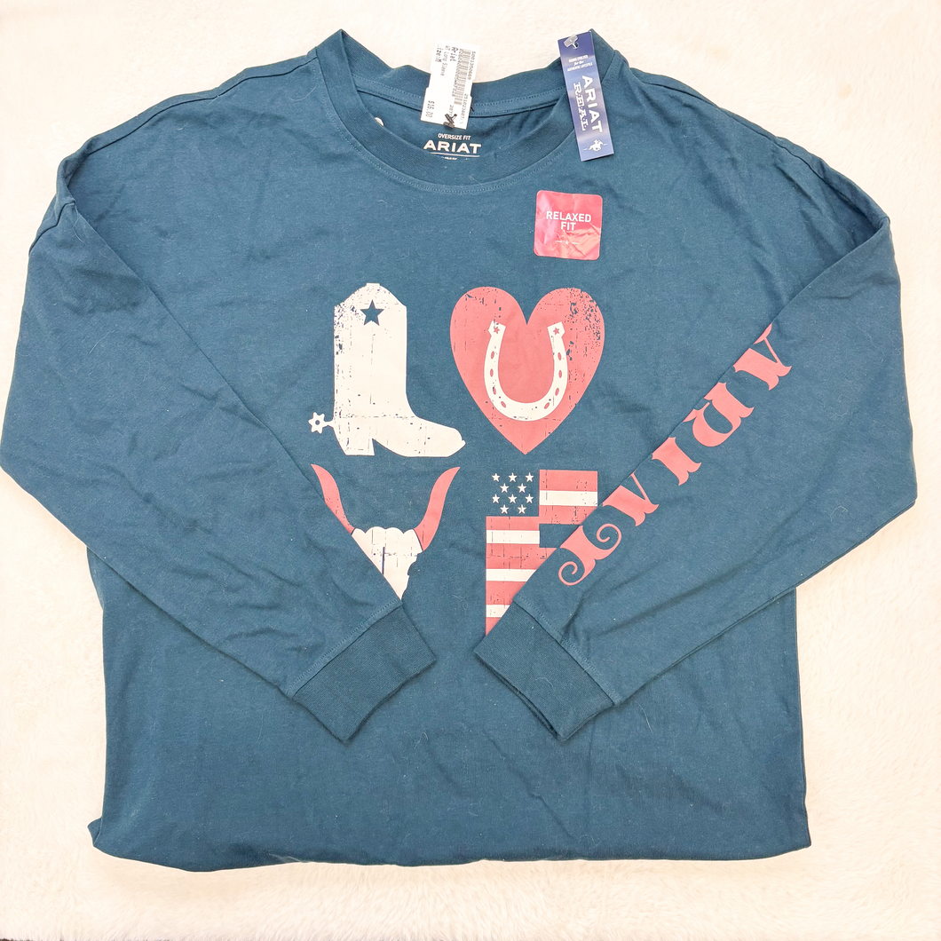 Ariat Long Sleeve Top Size Medium P0335