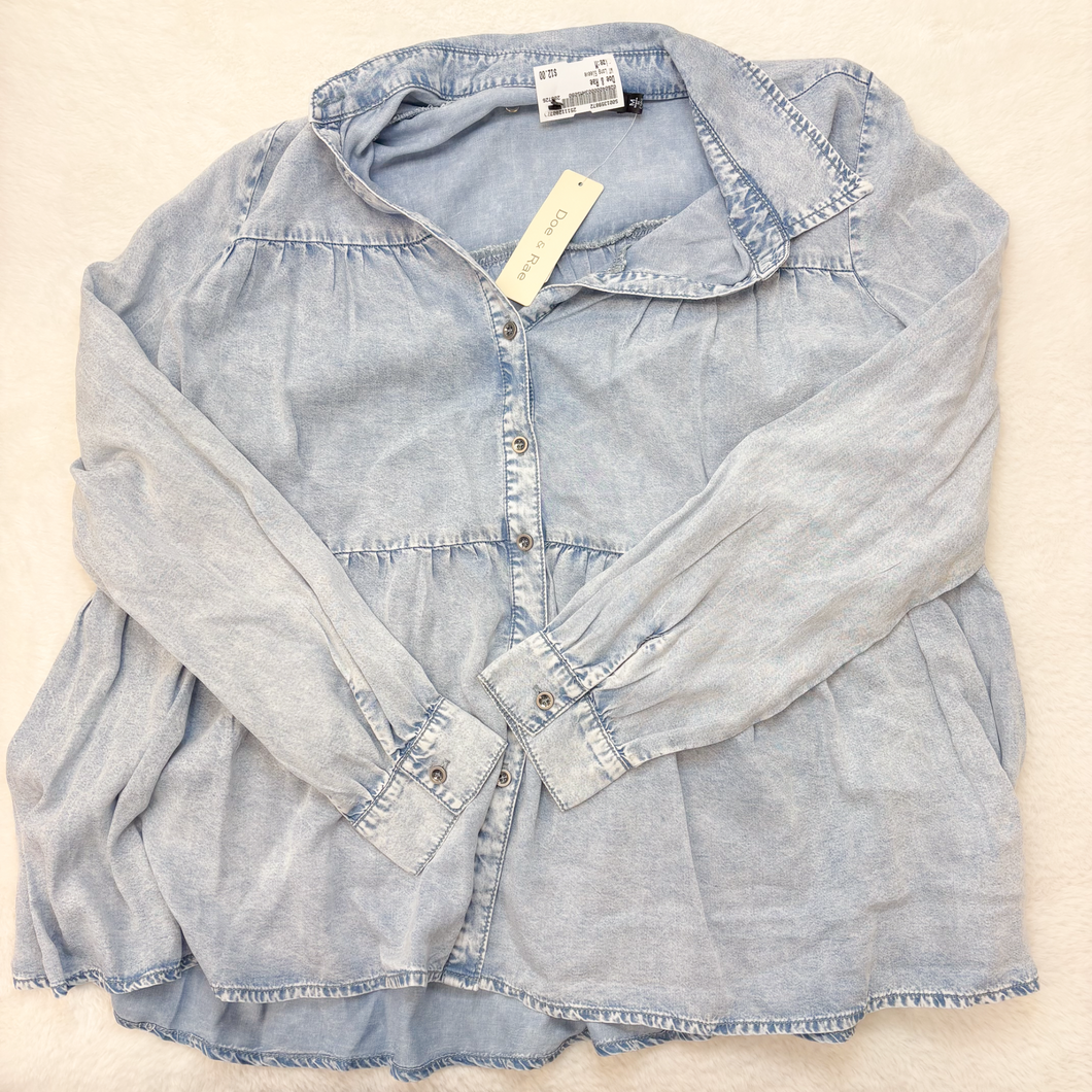 Doe & Rae Long Sleeve Top Size Medium P0554