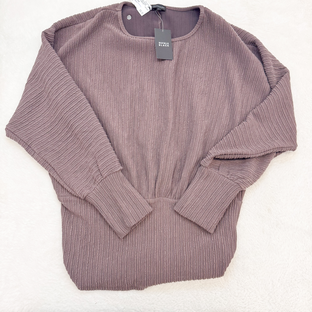 Buckle Black Long Sleeve Top Size Large P0250